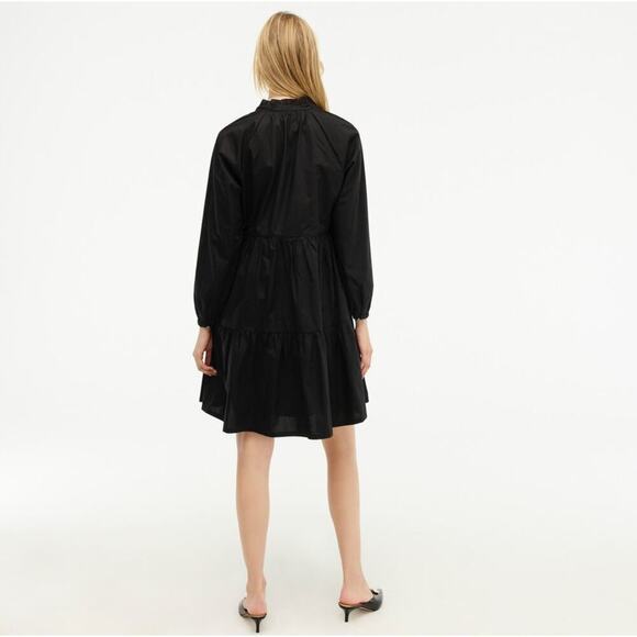 J. CREW Poplin Mini Dress Size S Black Tiers Long Sleeve Business Casual Classic - Picture 5 of 16